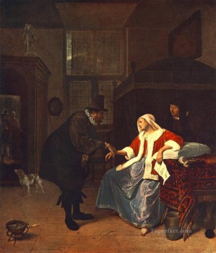 ヤン・ステーン Painting - Love Sickness オランダの風俗画家 ヤン・ステーン